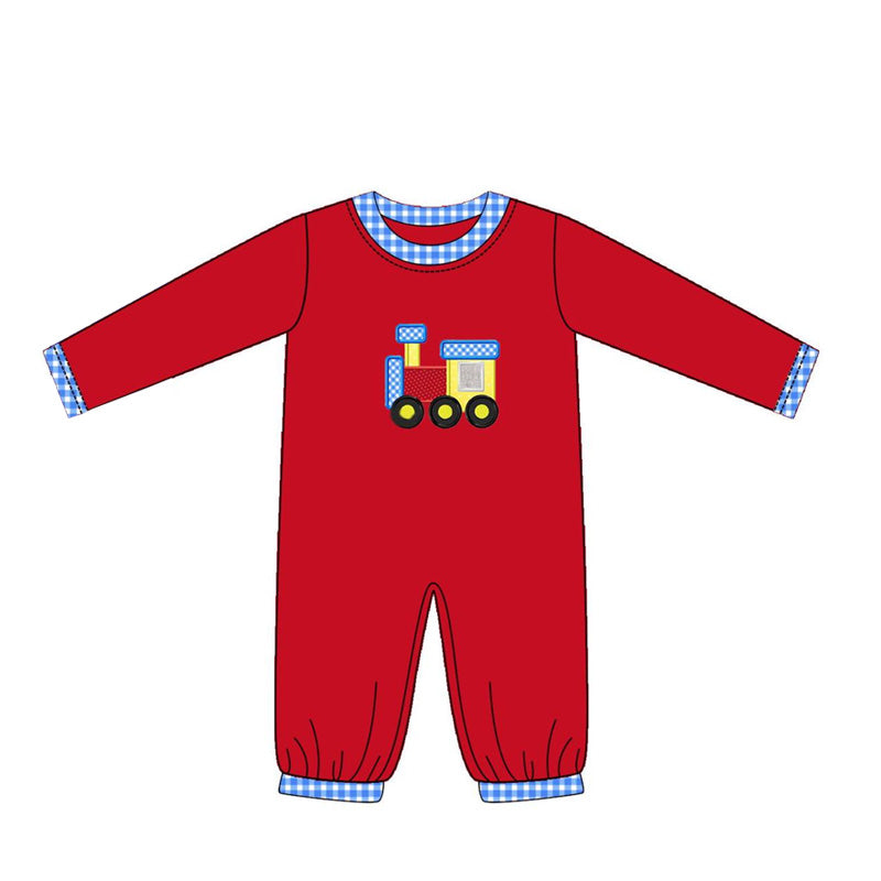 Baby Infant Boys Red Train Rompers preorder