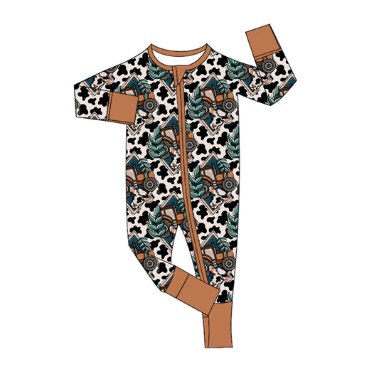 Baby Infant Girls Western Leopard Truck Long Sleeve Rompers preorder