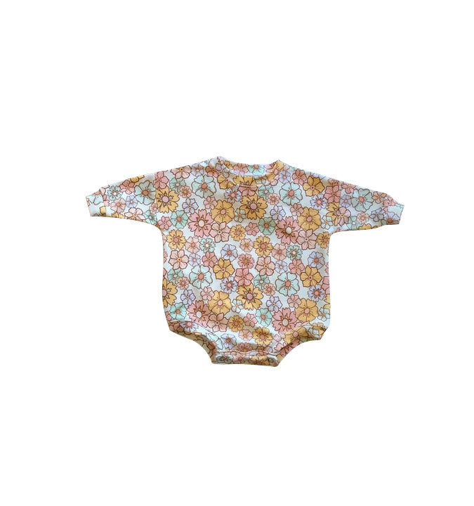 Baby Infant Girls Groovy Flowers Long Sleeve Rompers preorder