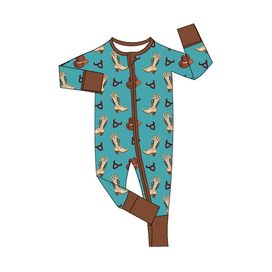 Baby Infant Boys Boots Brown Zip Rompers preorder