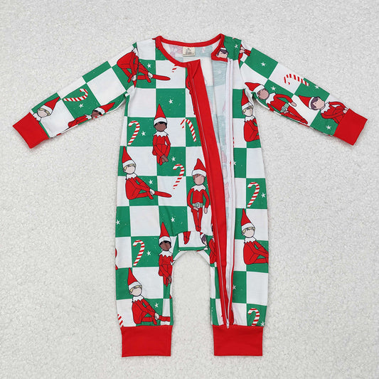 Baby Infant Boys Green Christmas Shelf Zip Rompers