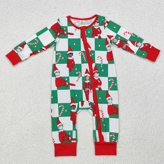 Baby Infant Boys Green Christmas Shelf Zip Rompers