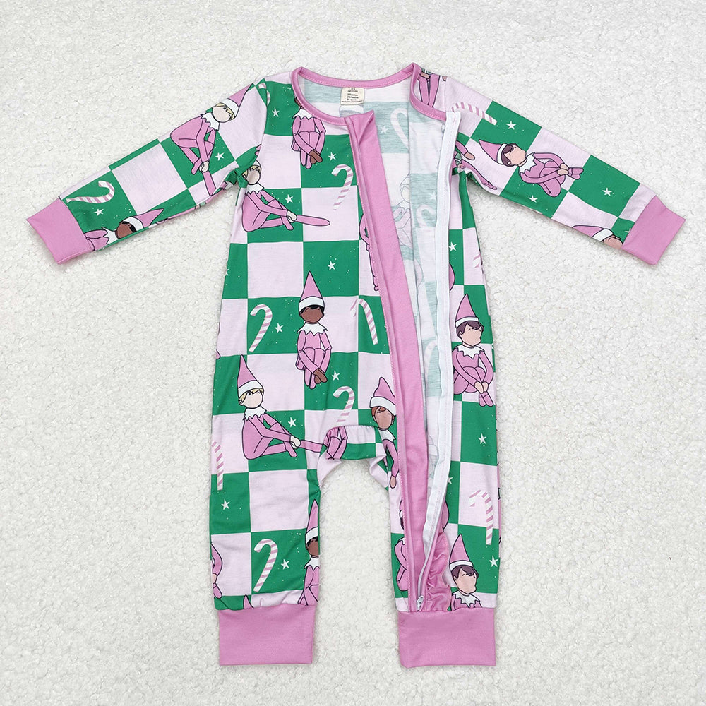 Baby Infant Girls Pink Christmas Shelf Zip Rompers