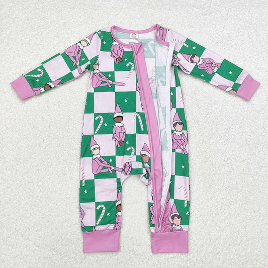 Baby Infant Girls Pink Christmas Shelf Zip Rompers