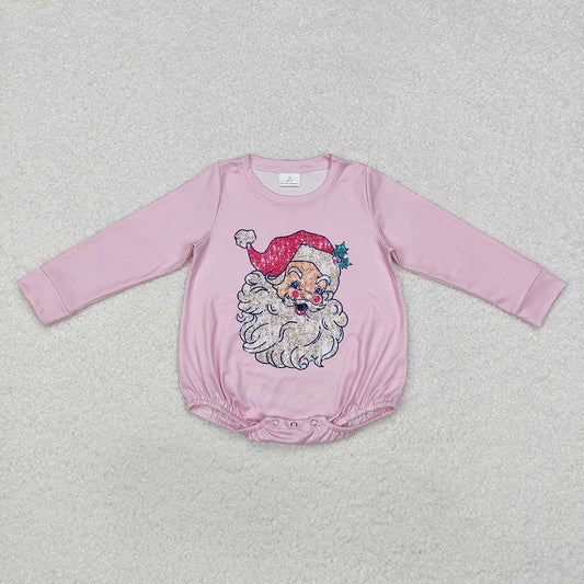 Baby Infant Girls Pink Christmas Santa Rompers