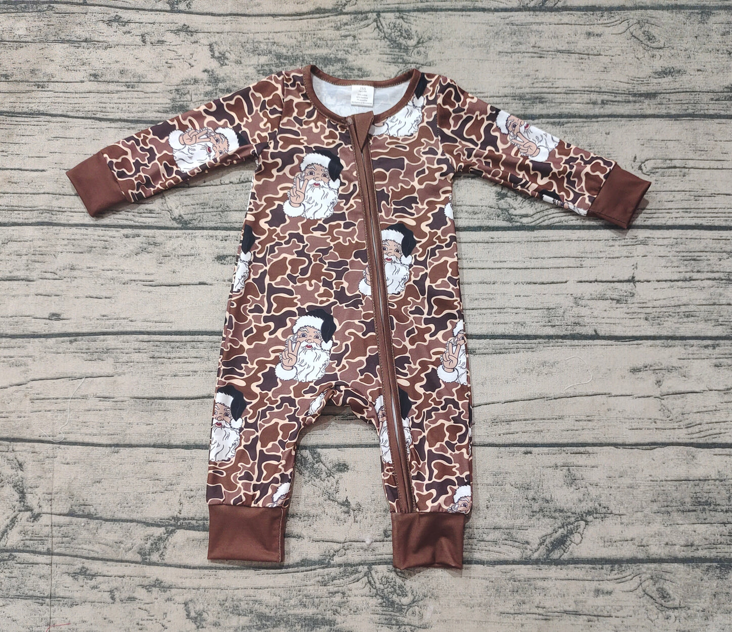 Baby Infant Boys Christmas Camo Santa Zip Rompers