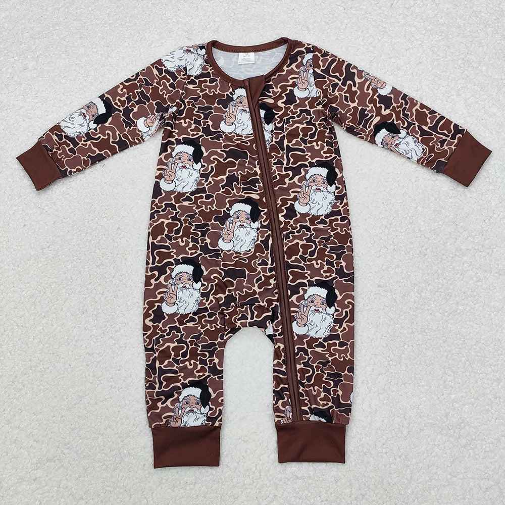 USA Shop Baby Infant Boys Christmas Camo Santa Zip Rompers