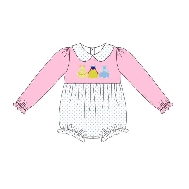 Baby Infant Girls Pink Princess Dots Rompers preorder