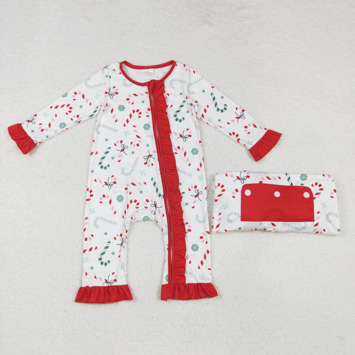 Family Sibling Candy Cane Snowflake Top Pants Christmas Pajamas Sets Zipper Footie Rompers Women Pants