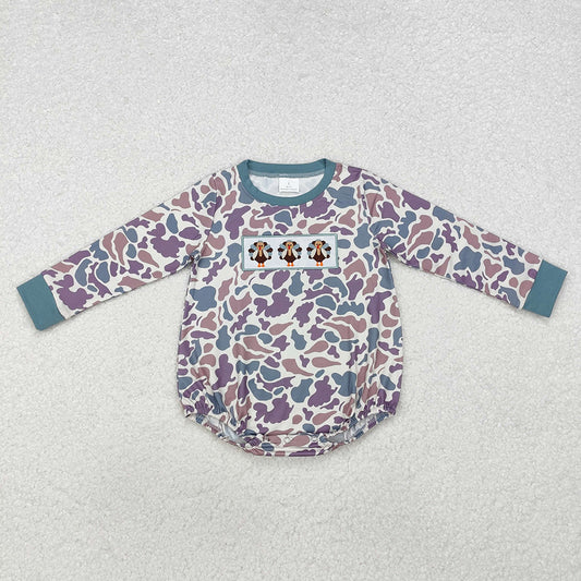 Baby Infant Boys Thanksgiving Camo Turkey Long Sleeve Rompers