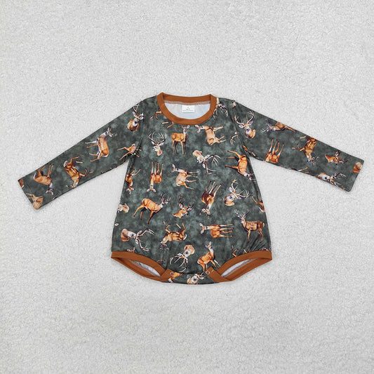 Baby Infant Boys Hunting Deer Long Sleeve Rompers