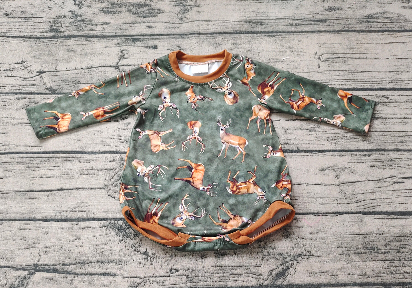 Baby Infant Boys Hunting Deer Long Sleeve Rompers