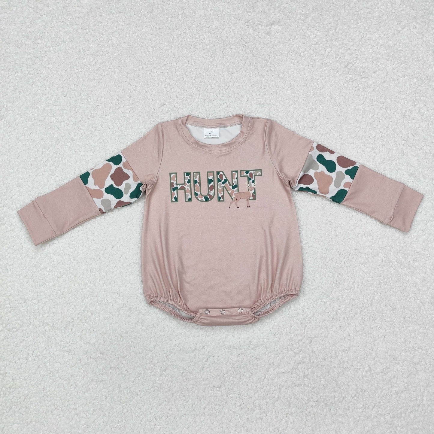 Sibling Baby Boys Girls Long Sleeves Camo Deer Dogs Ducks Hunting Rompers