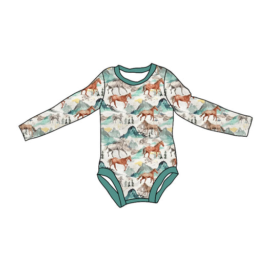 Baby Infant Boys Western Horse Rompers preorder