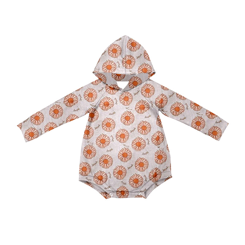 Baby Infant Girls Groovy Sunflowers Hooded Rompers preorder