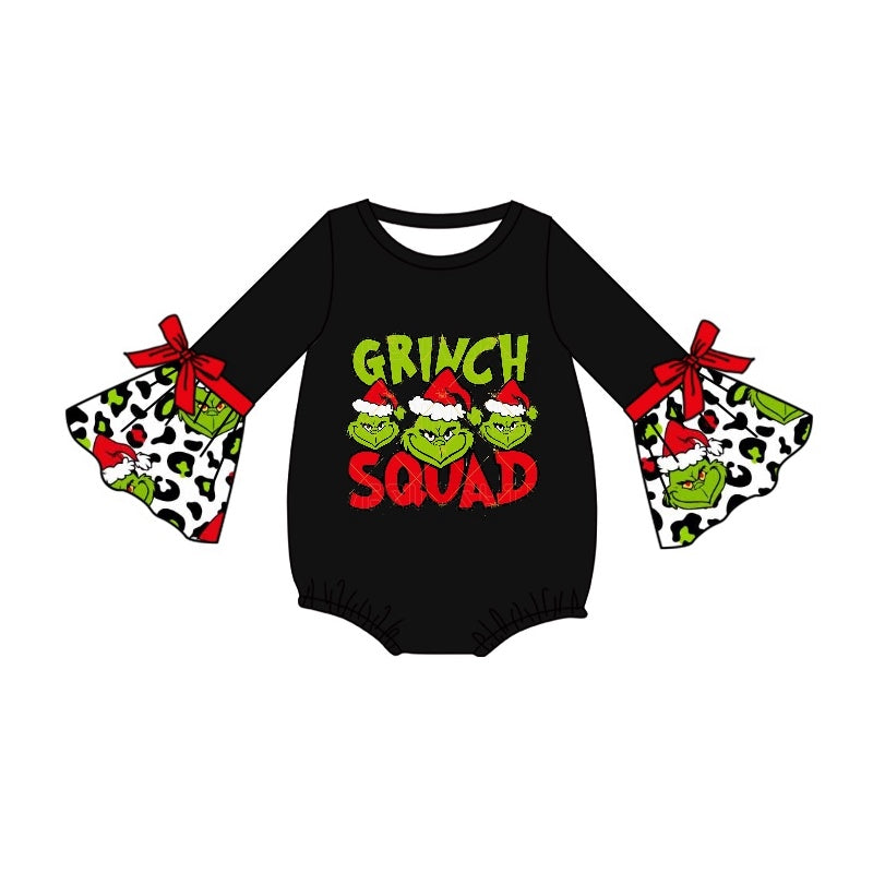 Baby Infant Infant Christmas Green Frog Squad Rompers preorder