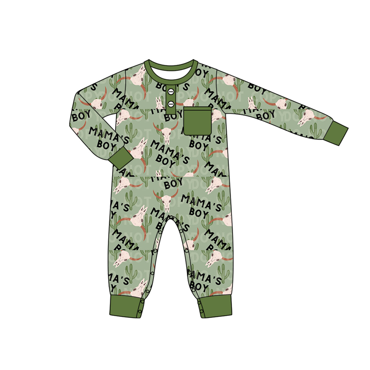 Baby Infant Boys Western Mama's Boy Cow Cactus Rompers preorder