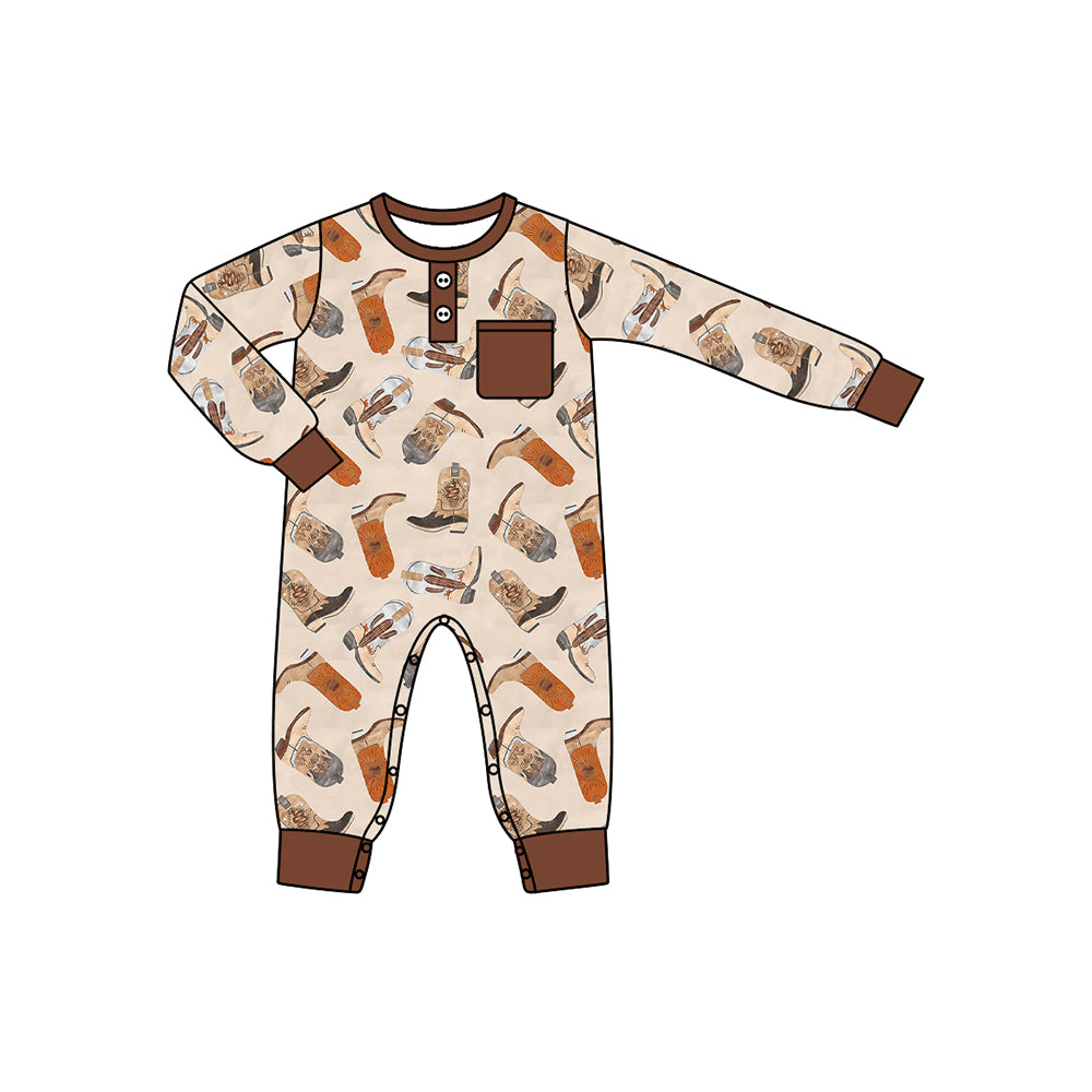 Baby Infant Boys Brown Boots Rompers preorder