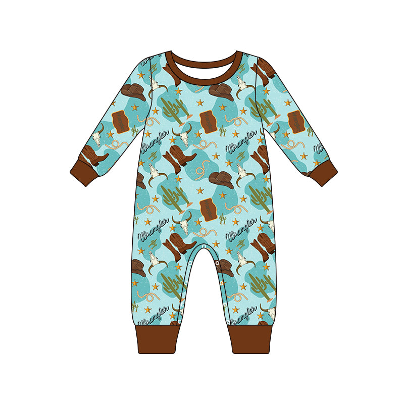 Baby Infant Boys Cow Boots Cactus Rompers preorder