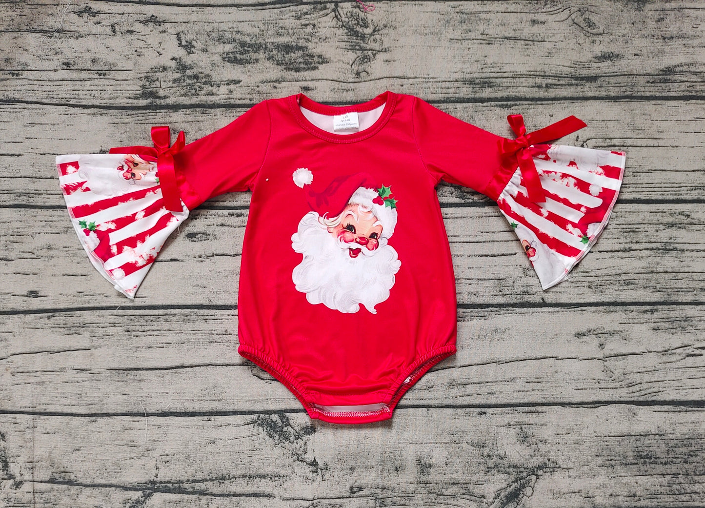 Baby Infant Girls Christmas Santa Long Sleeve Rompers