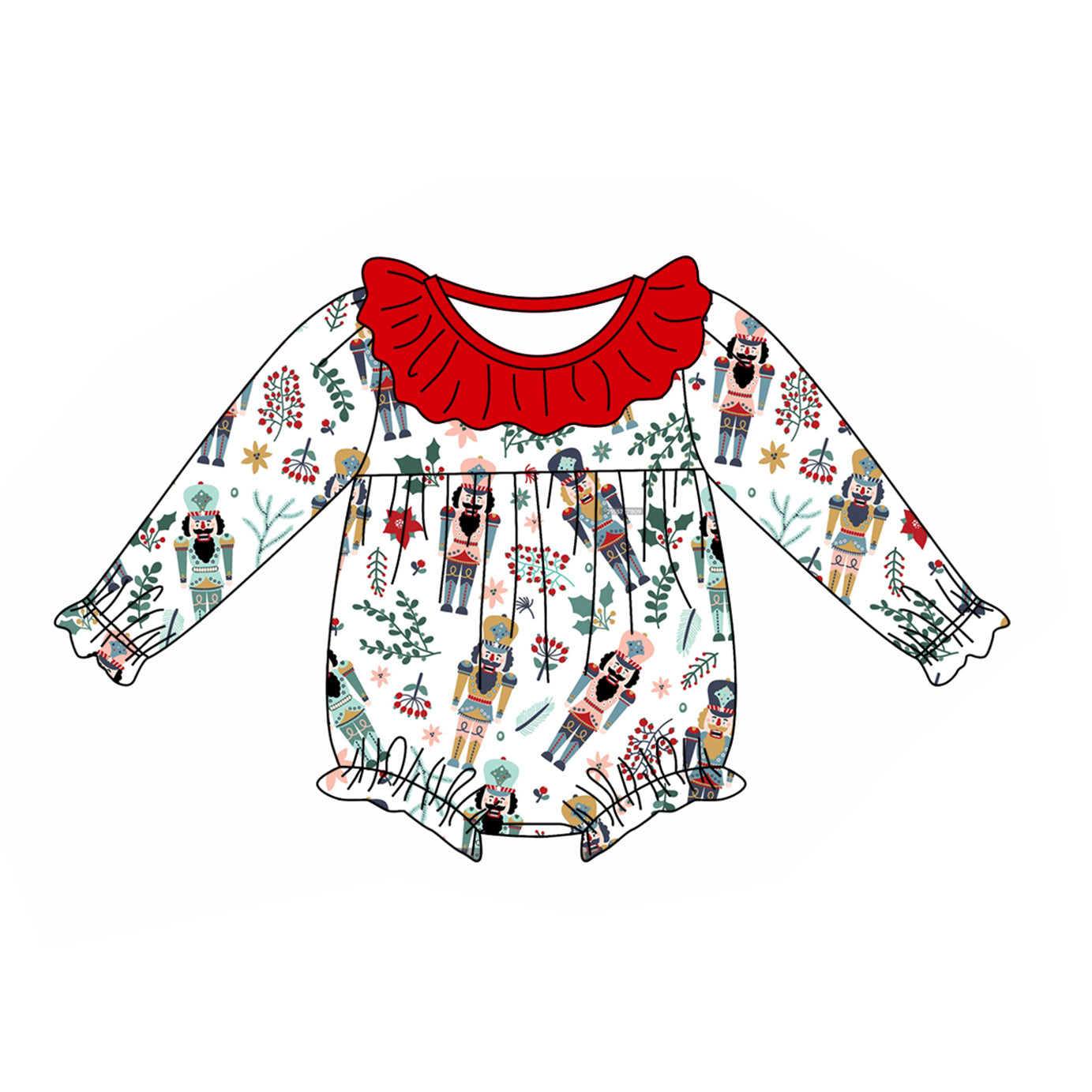 Baby Infant Girls Christmas Soldier Ruffle Rompers preorder