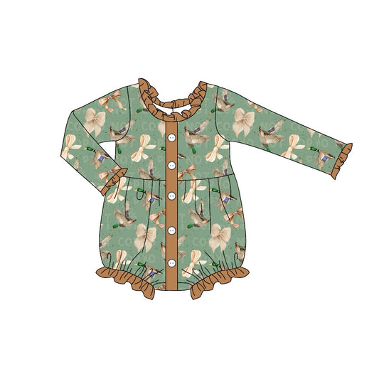 Baby Infant Girls Ducks Bows Brown Rompers preorder