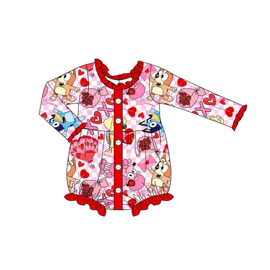 Baby Infant Girls Valentines Dogs Flowers Rompers preorder