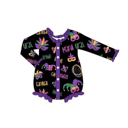 Baby Infant Girls Mardi Gras Masks Rompers preorder