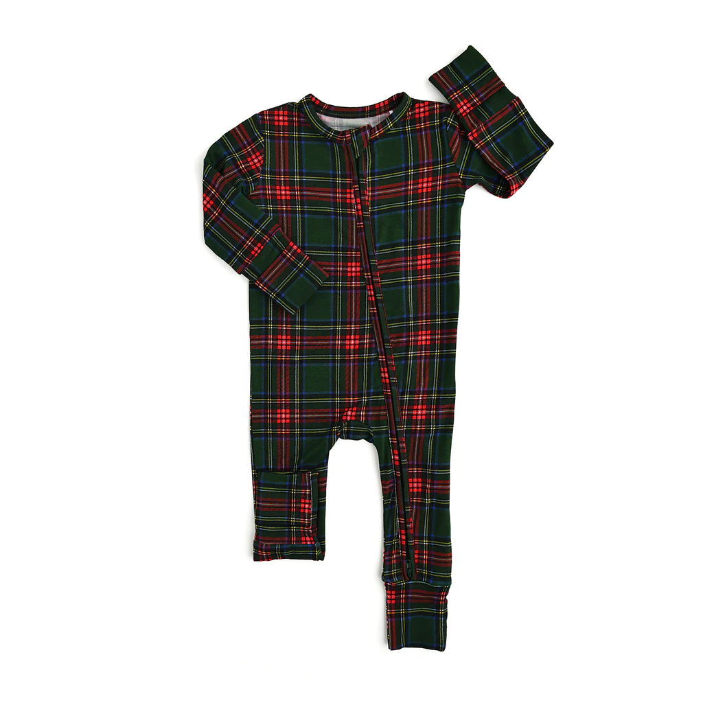 Baby Infant Girls Christmas Green Red Checkered Zip Rompers preorder