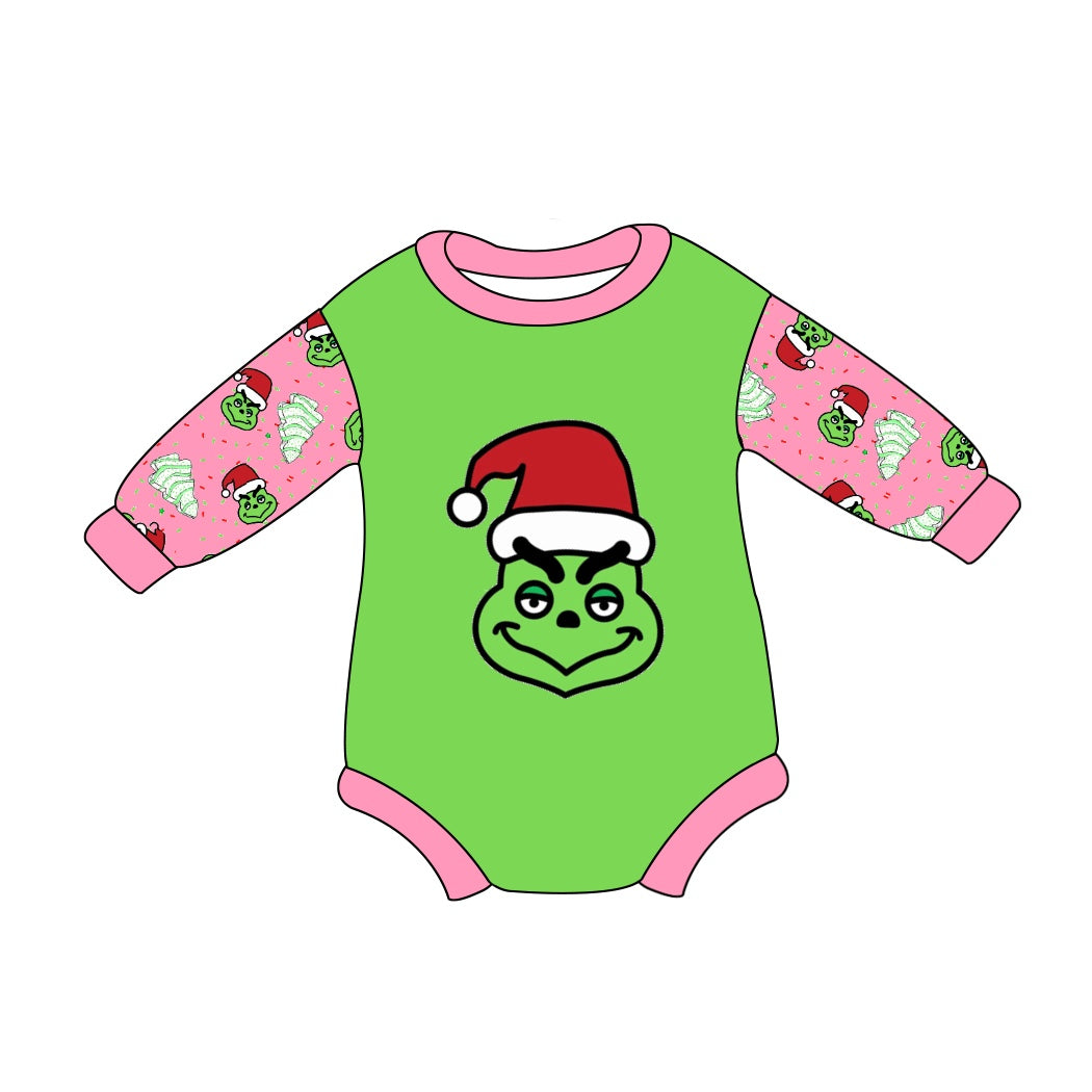 Baby Infant Girls Christmas Green Frog Rompers preorder