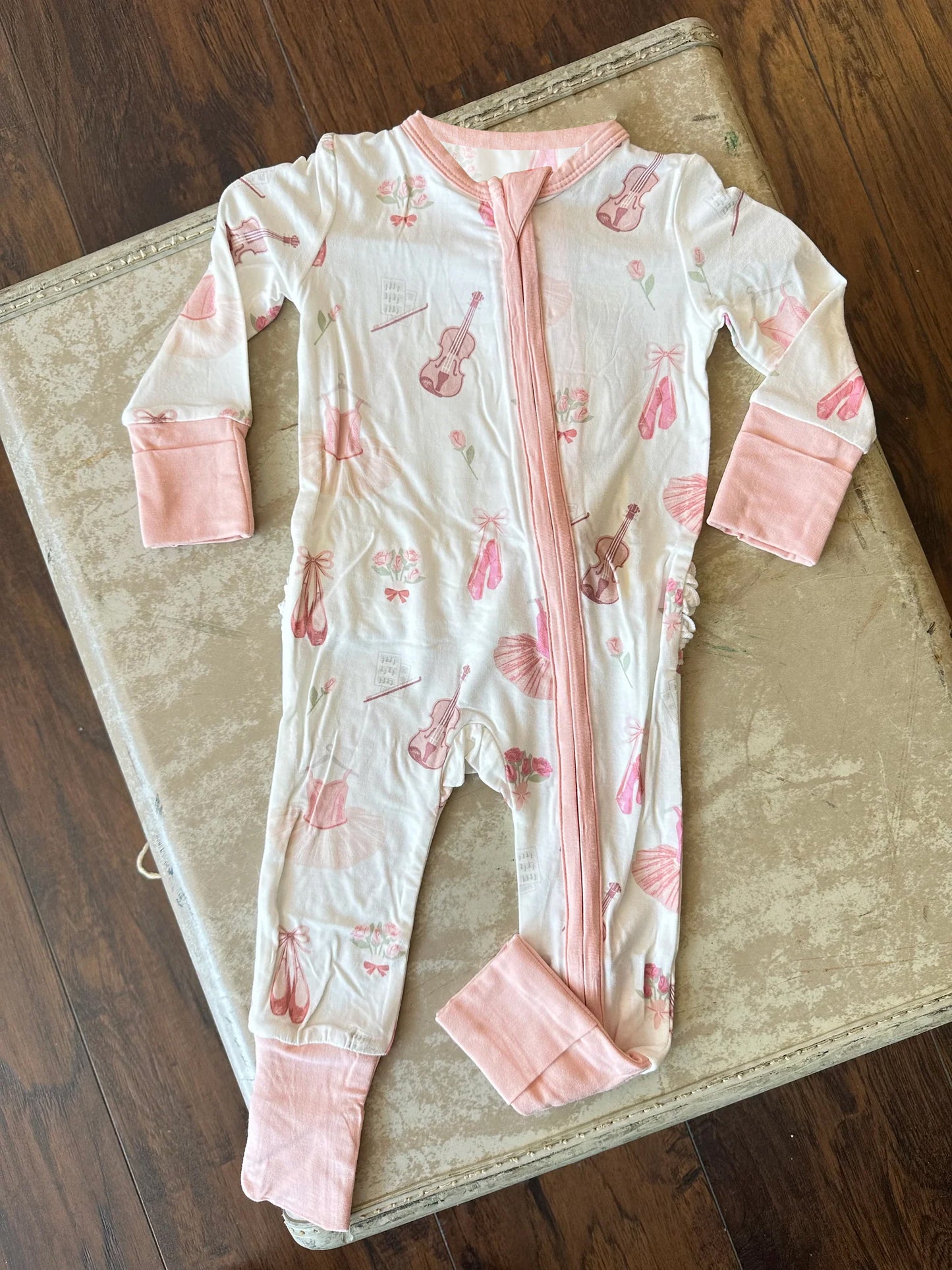 Baby Infant Girls Pink Music Dance Zip Rompers preorder