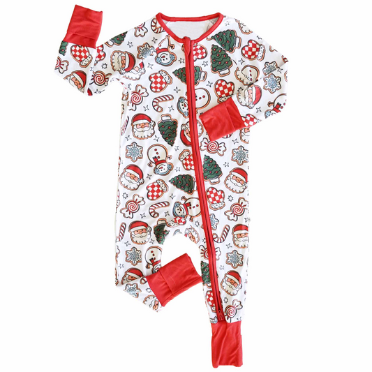 Baby Infant Boys Christmas Santa Tree Zip Rompers preorder