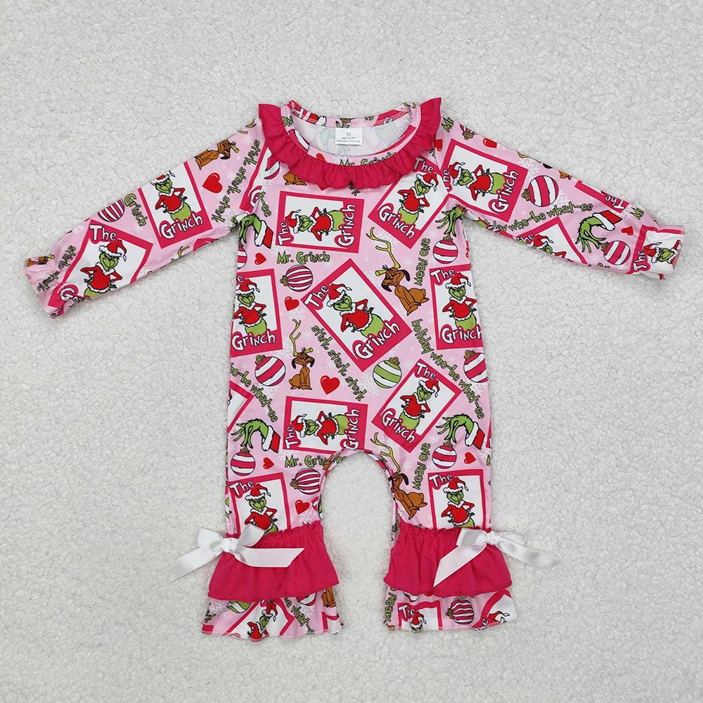 Baby Infant Girls Frog Pink Christmas Rompers