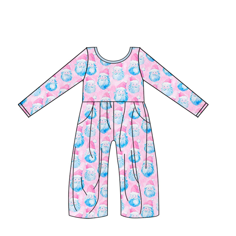 Baby Girls Pink Christmas Santa Pockets Jumpsuits Preorder