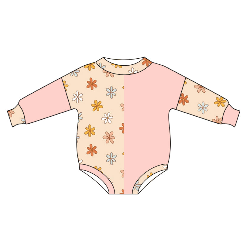 Baby Infant Girls Pink Flowers Long Sleeve Rompers preorder