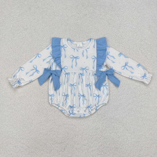 USA Shop Baby Infant Girls Blue Bows Long Sleeve Rompers