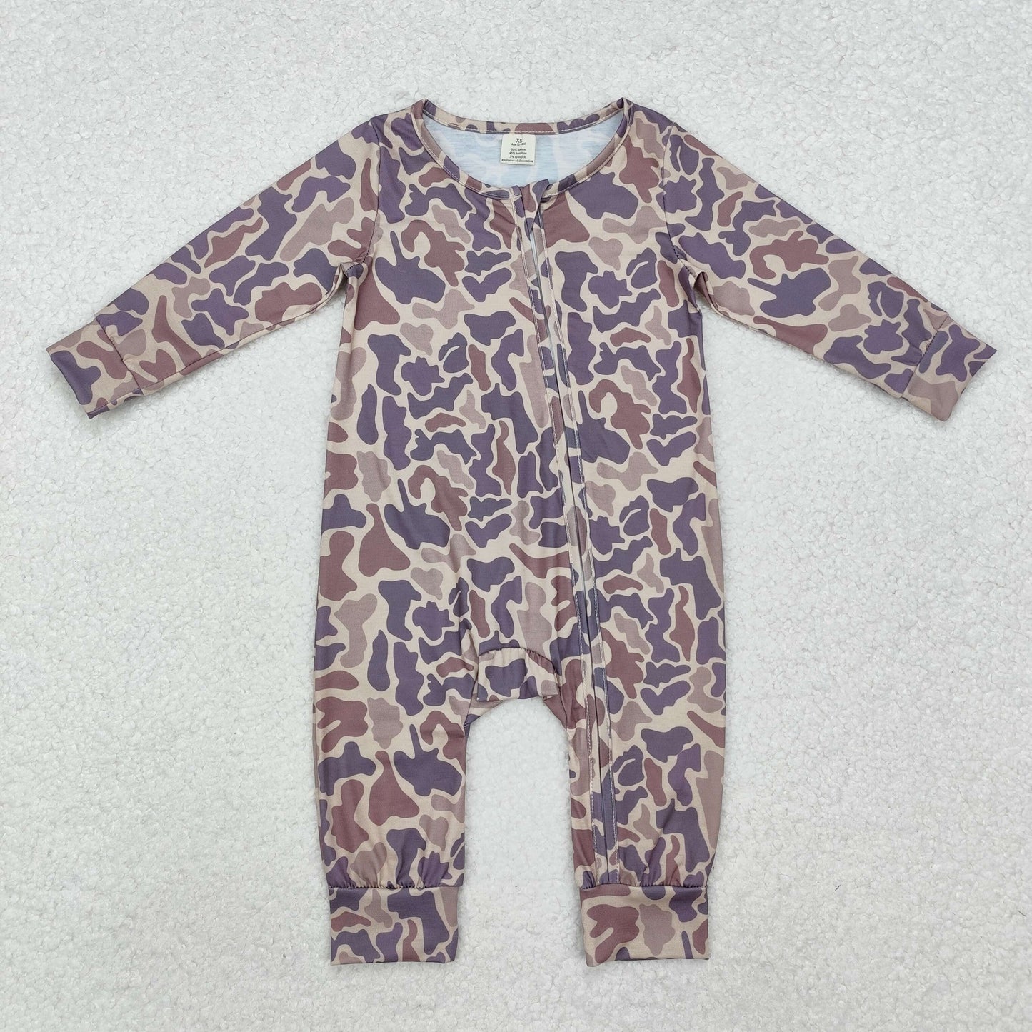 USA Shop Baby Infant Boys Grey Camo Long Sleeve Zip Rompers