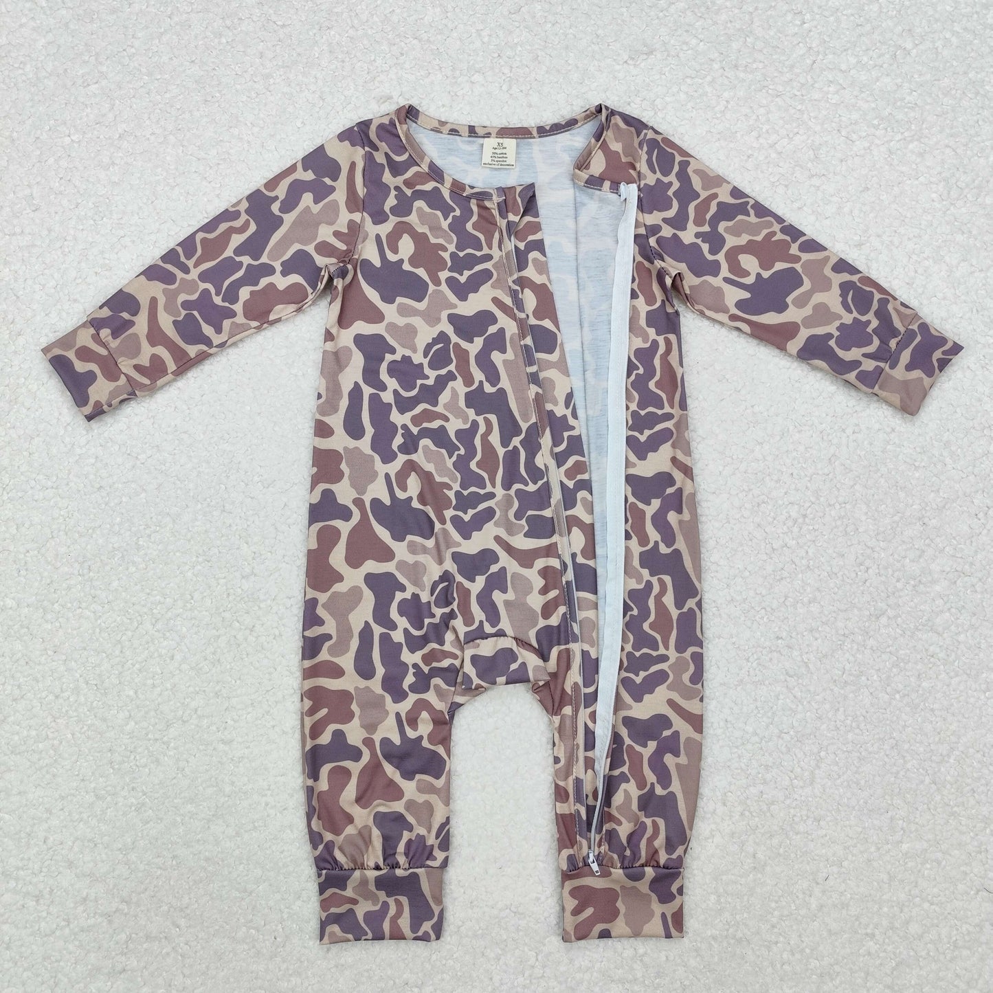 USA Shop Baby Infant Boys Grey Camo Long Sleeve Zip Rompers