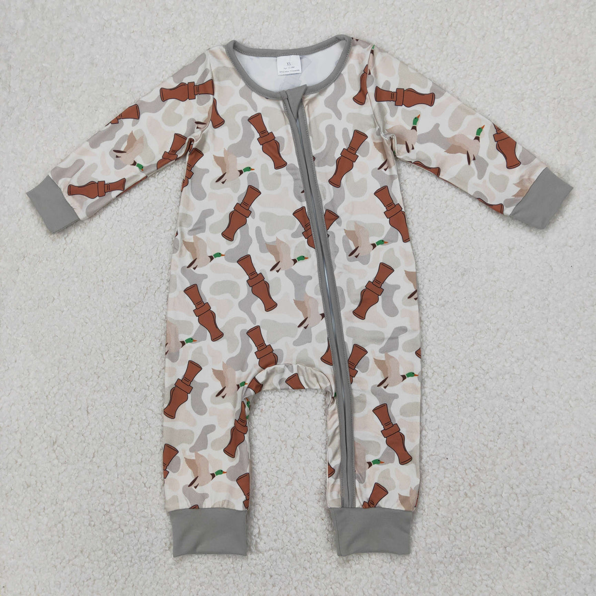 Sibling Baby Boys Long Sleeves Deer Ducks Fishing Camo Hunting Zip Rompers
