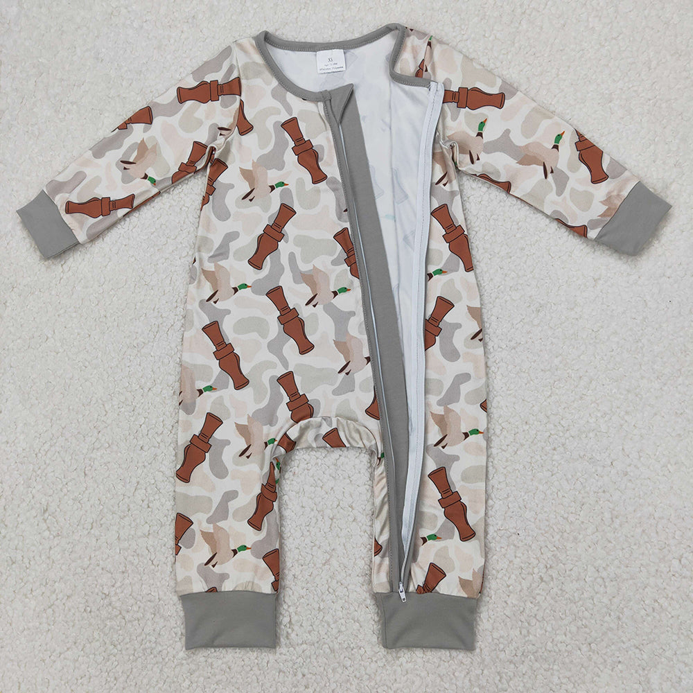 Baby Infant Boys Camo Duck Call Zip Rompers