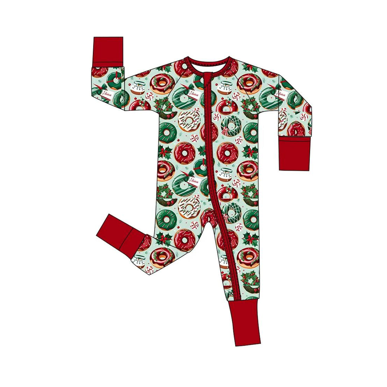 Baby Infant Girls Christmas Donuts Zip Rompers preorder