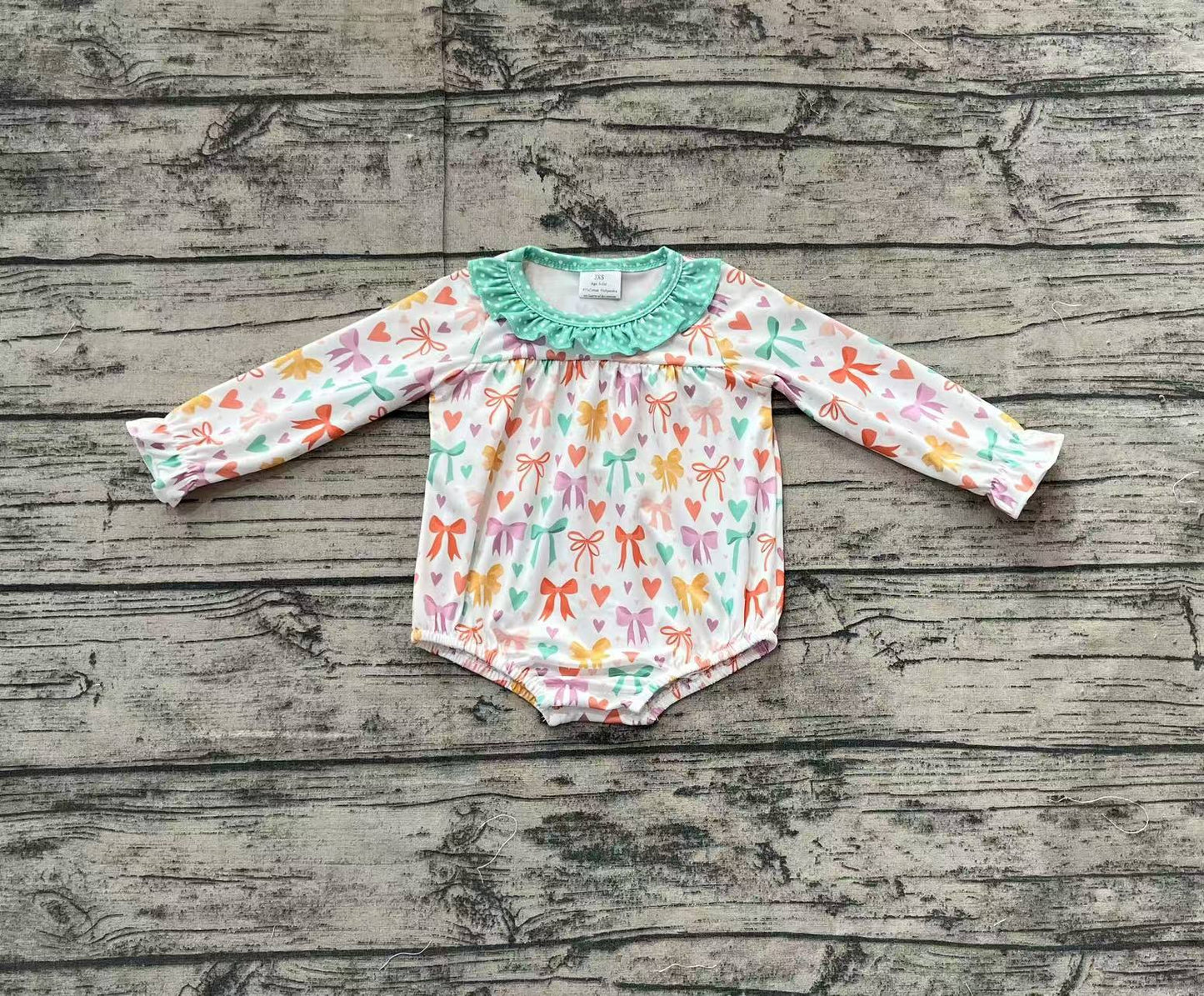 Baby Infant Girls Colorful Long Sleeve Bows Ruffle Rompers