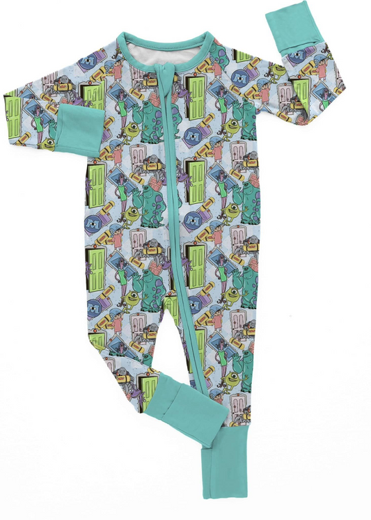 Baby Infant Boys Monster Cartoon Zip Rompers preorder