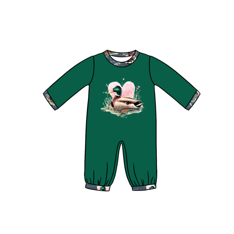 Baby Infant Boys Valentines Duck Hearts Long Sleeve Rompers preorder