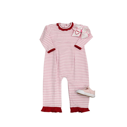 Baby Infant Girls Valentines Red Stripes Rompers preorder