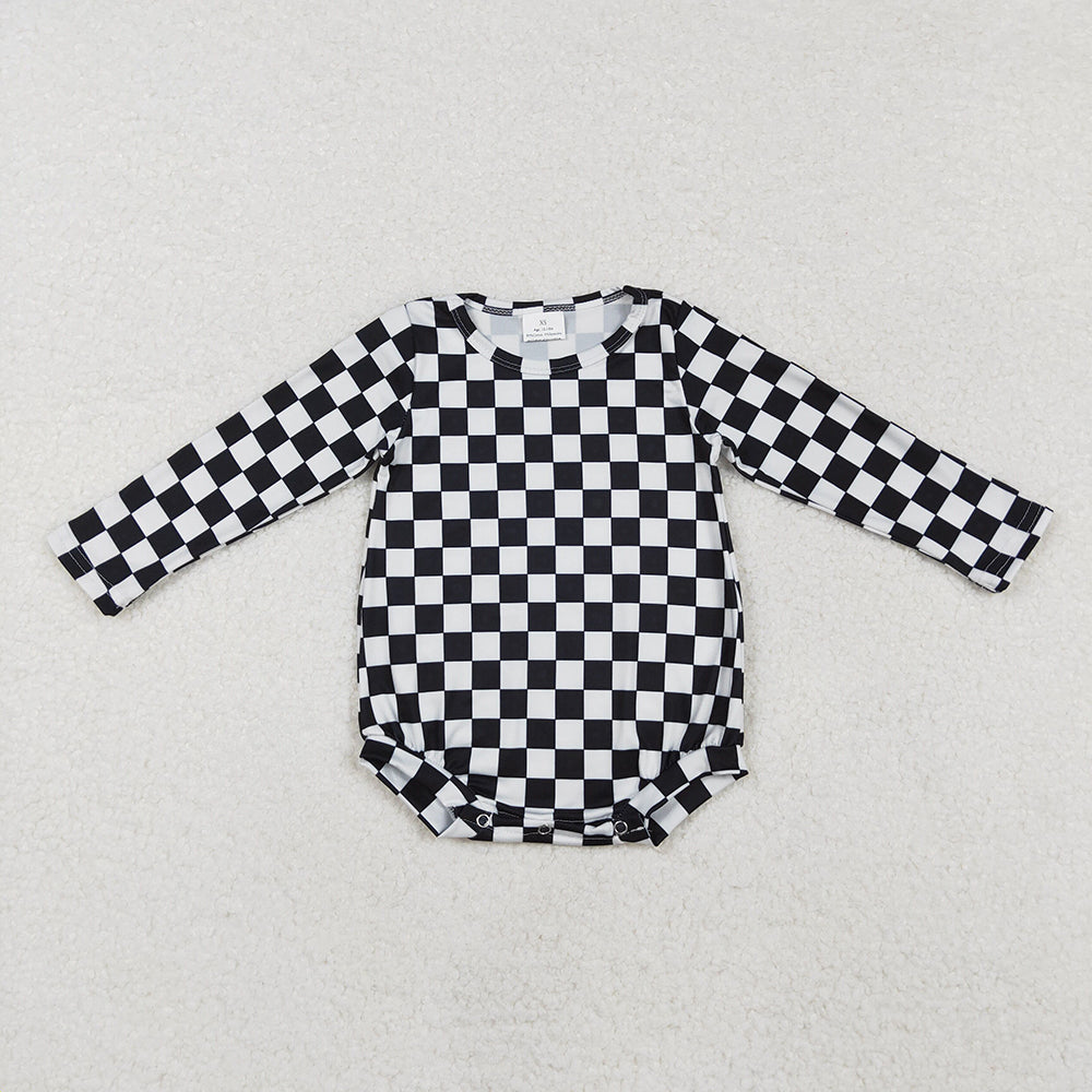 Baby Infant Black Checkered Long Sleeve Rompers