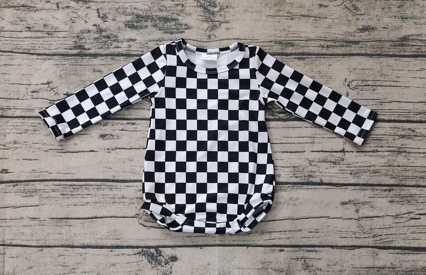 Baby Infant Black Checkered Long Sleeve Rompers