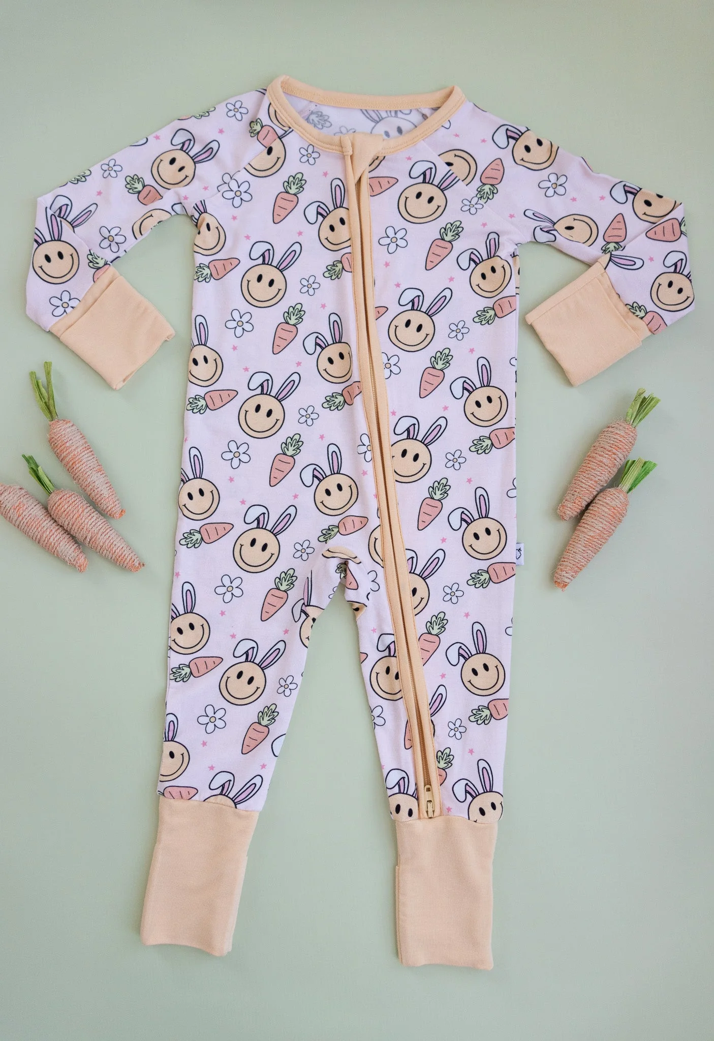 Baby Infant Girls Rabbits Smile Zip Rompers preorder