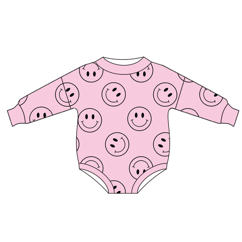 Baby Infant Girls Pink Smile Long Sleeve Rompers preorder