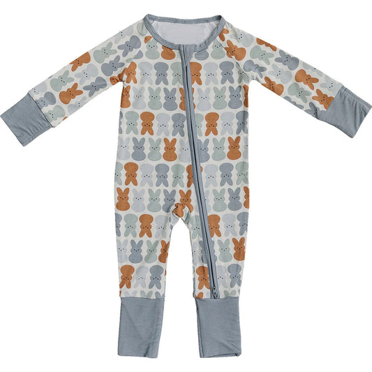 Baby Infant Boys Easter Rabbits Zip Rompers preorder